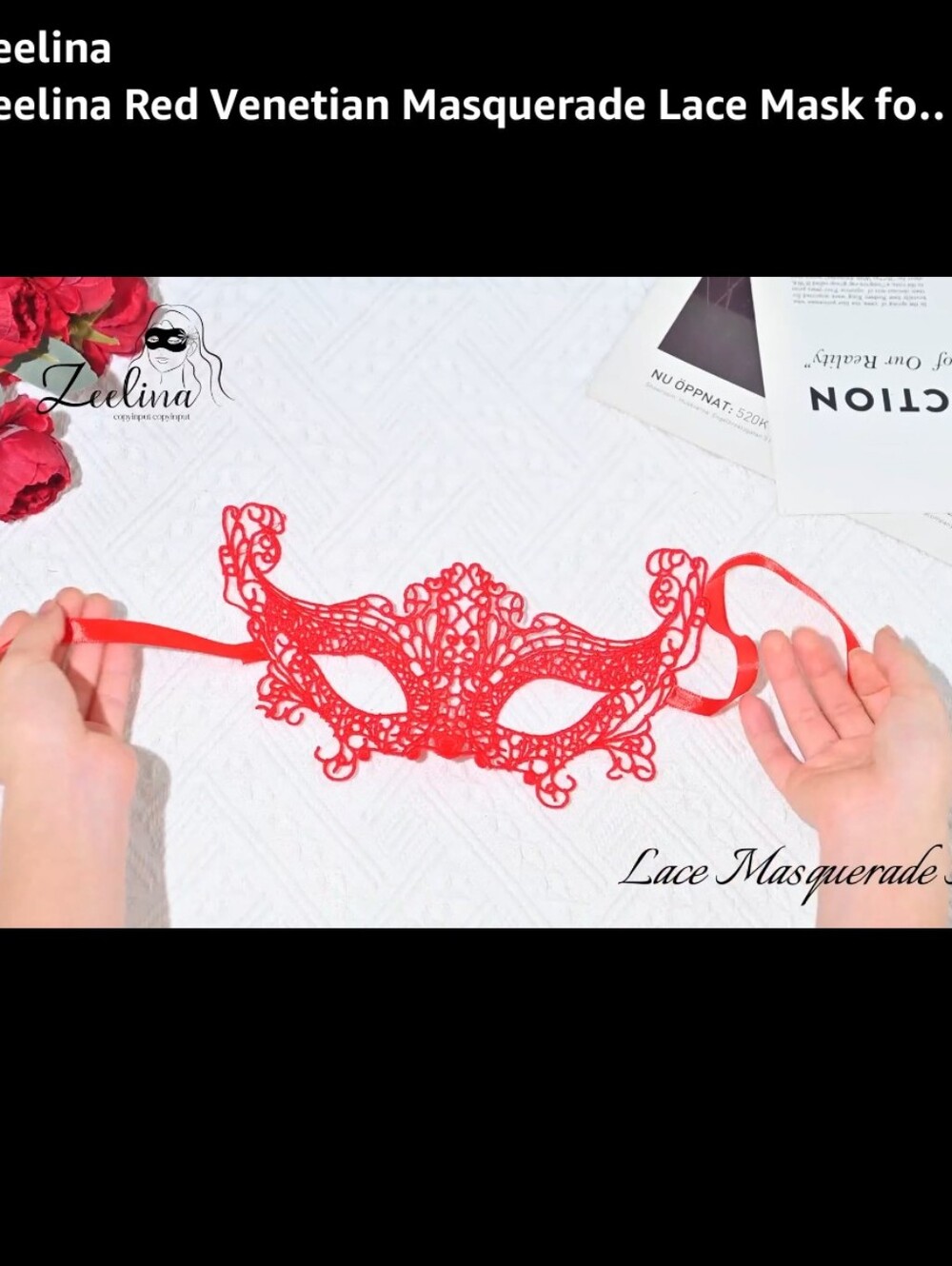 Red Lace Venetian Masquerade Mask for Women